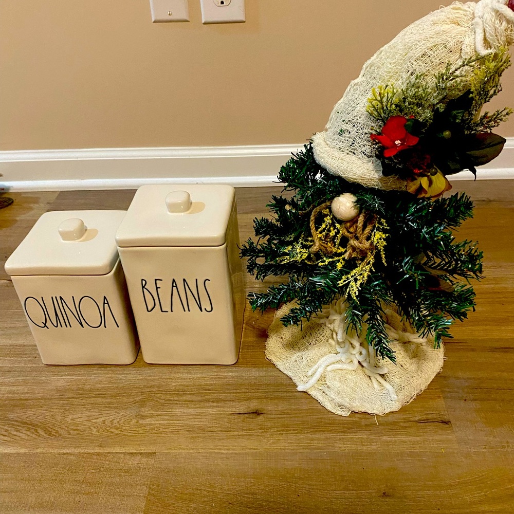 Rae Dunn beans and quinoa canisters